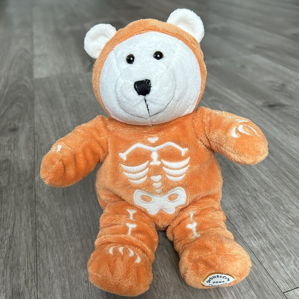 Starbucks Bearista Bear 2004 35th Edition Glow Skeleton Halloween Stuffed Plush